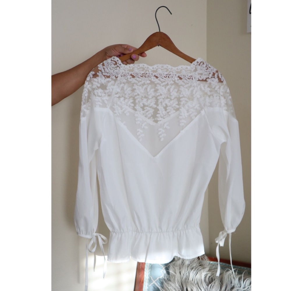 White Top with Cute Mesh